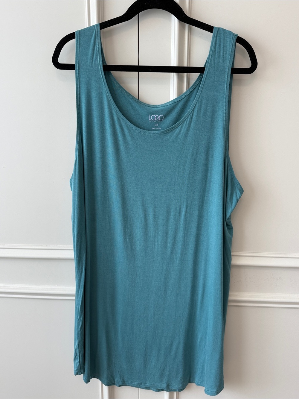 LOGO by Lori Goldstein Teal Sleeveless Scoop Neck Tank